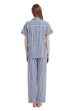 Load image into Gallery viewer, Blue Striped Women&#39;s Summer Cotton Pajamas