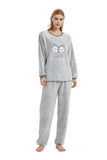 Load image into Gallery viewer, Gray Owl Pattern Women&#39;s Caral Velvet Pajamas