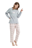 Load image into Gallery viewer, Gray Top and Pink Checked Pants Women&#39;s Polar Fleece Pajamas