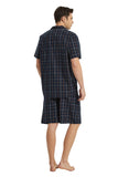 Load image into Gallery viewer, Navy Checked With Orange Stripe Men&#39;s Summer Cotton Pajamas