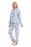 Load image into Gallery viewer, Blue Dogs Print Women&#39;s Flannel Pajamas