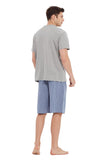 Load image into Gallery viewer, Navy Tee Top with Blue Checked Shorts Men&#39;s Summer Cotton Pajamas