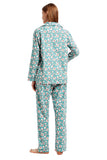 Load image into Gallery viewer, Green Floral Print Women&#39;s Flannel Pajamas