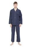 Load image into Gallery viewer, Navy Checked Men&#39;s Cotton Pajamas