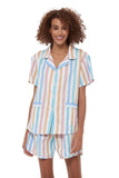 Load image into Gallery viewer, Color Stripe Women&#39;s Summer Cotton Pajamas