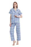 Load image into Gallery viewer, Blue Floral Women&#39;s Summer Cotton Pajamas