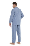 Load image into Gallery viewer, White and Blue Striped Men&#39;s Cotton Pajamas