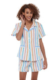 Load image into Gallery viewer, Color Stripe Women&#39;s Summer Cotton Pajamas