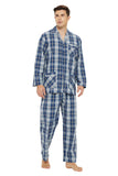 Load image into Gallery viewer, Navy and White Checked Men&#39;s Cotton Pajamas