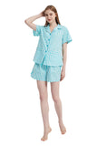 Load image into Gallery viewer, Blue Striped Women&#39;s Summer Cotton Pajamas