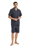 Load image into Gallery viewer, Navy Checked With Red Stripe Men&#39;s Summer Cotton Pajamas