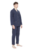 Load image into Gallery viewer, Navy Checked Men&#39;s Cotton Pajamas