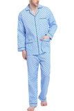 Load image into Gallery viewer, Blue and White Dots Men&#39;s Cotton Pajamas