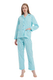 Load image into Gallery viewer, Blue Stripes Women&#39;s Cotton Pajamas