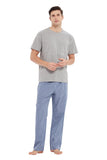 Load image into Gallery viewer, Navy Tee Top with Blue Checked Pants Men&#39;s Summer Cotton Pajamas