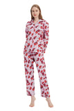 Load image into Gallery viewer, Pink Rose Print Women&#39;s Cotton Pajamas