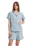 Load image into Gallery viewer, Blue Floral Women&#39;s Summer Cotton Pajamas