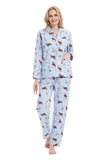 Load image into Gallery viewer, Blue Dogs Print Women&#39;s Flannel Pajamas