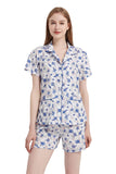 Load image into Gallery viewer, Blue Floral Women&#39;s Summer Cotton Pajamas