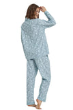 Load image into Gallery viewer, Blue Floral Print Women&#39;s Cotton Pajamas