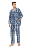 Load image into Gallery viewer, Navy and White Checked Men&#39;s Cotton Pajamas