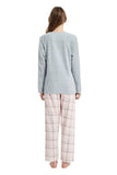 Load image into Gallery viewer, Gray Top and Pink Checked Pants Women&#39;s Polar Fleece Pajamas