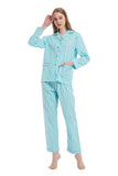 Load image into Gallery viewer, Blue Stripes Women&#39;s Cotton Pajamas