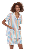 Load image into Gallery viewer, Color Stripe Women&#39;s Summer Cotton Pajamas