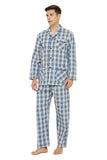 Load image into Gallery viewer, Blue and Brown Checked Men&#39;s Cotton Pajamas