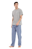 Load image into Gallery viewer, Navy Tee Top with Blue Checked Pants Men&#39;s Summer Cotton Pajamas