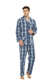 Load image into Gallery viewer, Navy and White Checked Men&#39;s Cotton Pajamas