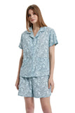 Load image into Gallery viewer, Blue Floral Women&#39;s Summer Cotton Pajamas