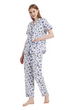 Load image into Gallery viewer, Blue Floral Women&#39;s Summer Cotton Pajamas