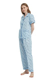 Load image into Gallery viewer, Blue Floral Women&#39;s Summer Cotton Pajamas