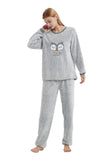 Load image into Gallery viewer, Gray Owl Pattern Women&#39;s Caral Velvet Pajamas