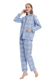 Load image into Gallery viewer, Blue and Gray Floral Women&#39;s Cotton Pajamas