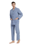 Load image into Gallery viewer, White and Blue Striped Men&#39;s Cotton Pajamas