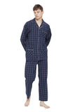 Load image into Gallery viewer, Navy Checked Men&#39;s Cotton Pajamas