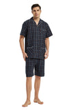 Load image into Gallery viewer, Navy Checked With Orange Stripe Men&#39;s Summer Cotton Pajamas