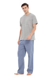 Load image into Gallery viewer, Navy Tee Top with Blue Checked Pants Men&#39;s Summer Cotton Pajamas