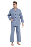 Load image into Gallery viewer, White and Blue Striped Men&#39;s Cotton Pajamas