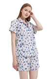 Load image into Gallery viewer, Blue Floral Women&#39;s Summer Cotton Pajamas