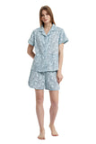 Load image into Gallery viewer, Blue Floral Women&#39;s Summer Cotton Pajamas