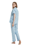 Load image into Gallery viewer, Blue Floral Women&#39;s Summer Cotton Pajamas