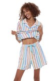 Load image into Gallery viewer, Color Stripe Women&#39;s Summer Cotton Pajamas