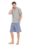 Load image into Gallery viewer, Navy Tee Top with Blue Checked Shorts Men&#39;s Summer Cotton Pajamas