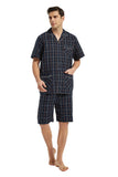 Load image into Gallery viewer, Navy Checked With Orange Stripe Men&#39;s Summer Cotton Pajamas