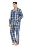 Load image into Gallery viewer, Navy and White Checked Men&#39;s Cotton Pajamas