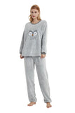 Load image into Gallery viewer, Gray Owl Pattern Women&#39;s Caral Velvet Pajamas