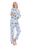 Load image into Gallery viewer, Blue Dogs Print Women&#39;s Flannel Pajamas